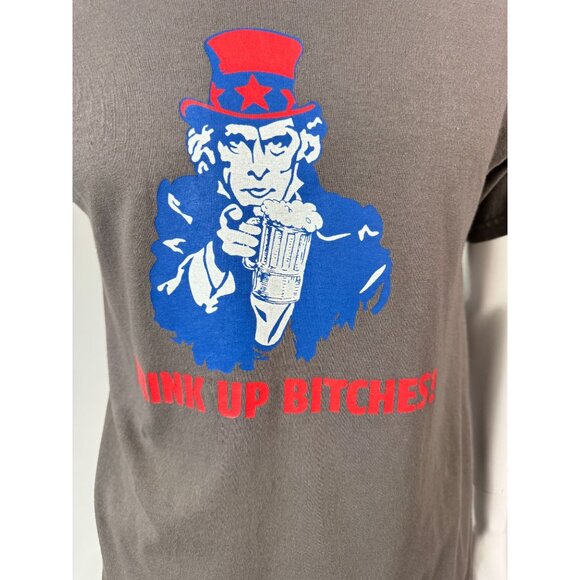 Gildan Heavy Cotton Gray Graphic T-Shirt "Drink Up!" Uncle Sam Design M - Picture 14 of 16